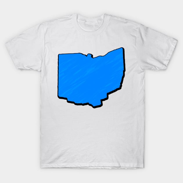 Bright Blue Ohio Outline T-Shirt by Mookle